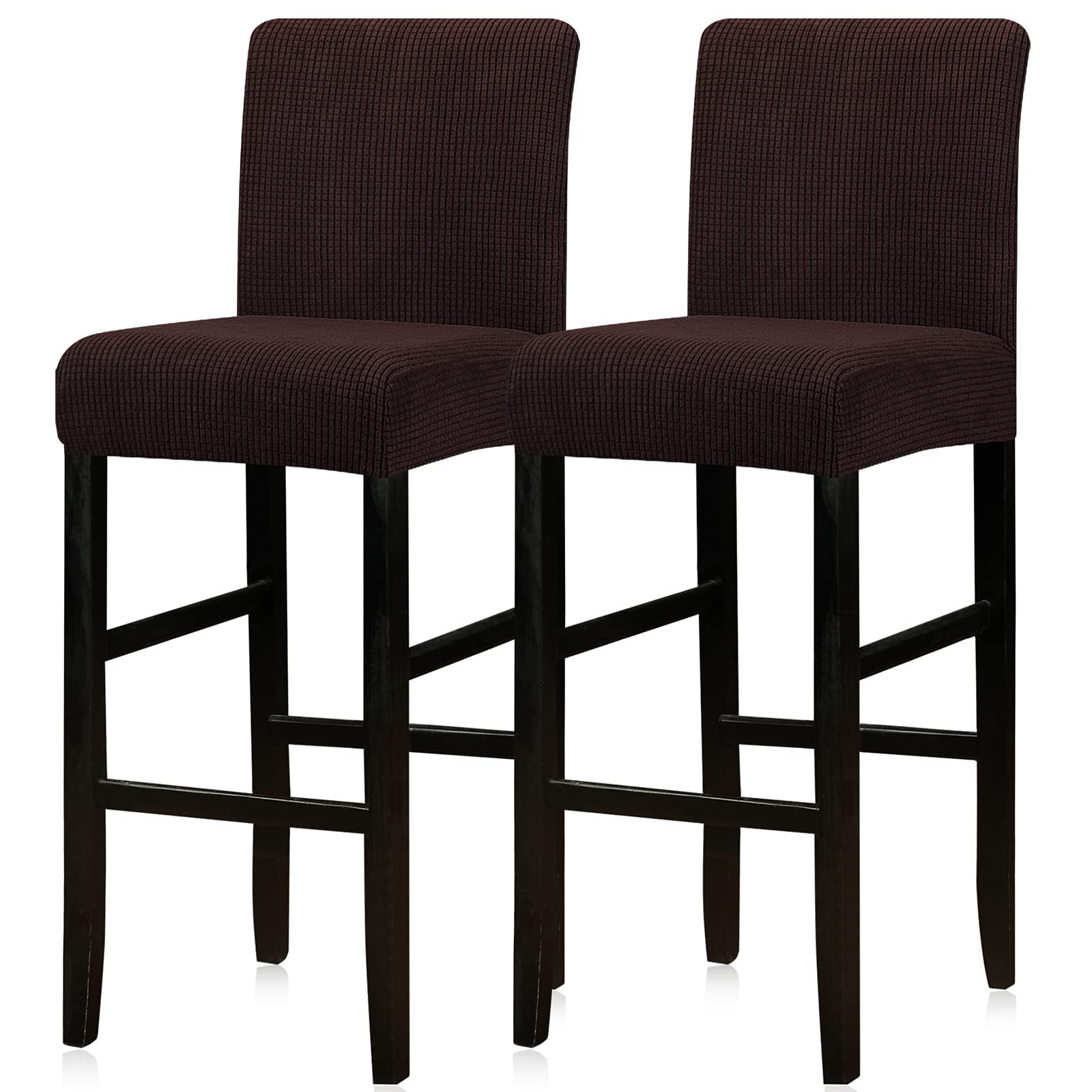 Lellen Bar Stool Covers Set of 2,Stretch Bar Stool Chair Cover Slipcovers Knitted Jacquard Counter Stool Bar Chair Covers Reusable Pub Counter Stool Chair Covers for Kitchen Dining Room (Coffee)