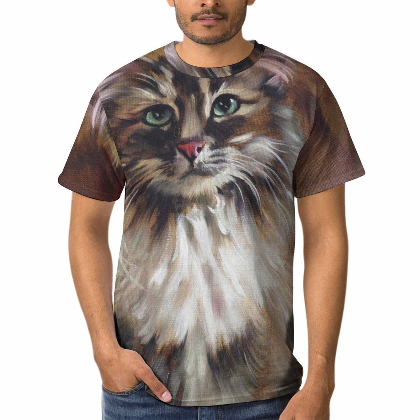 Tshirt Chat Homme avec Impression Graphique Haute Définition - 8
