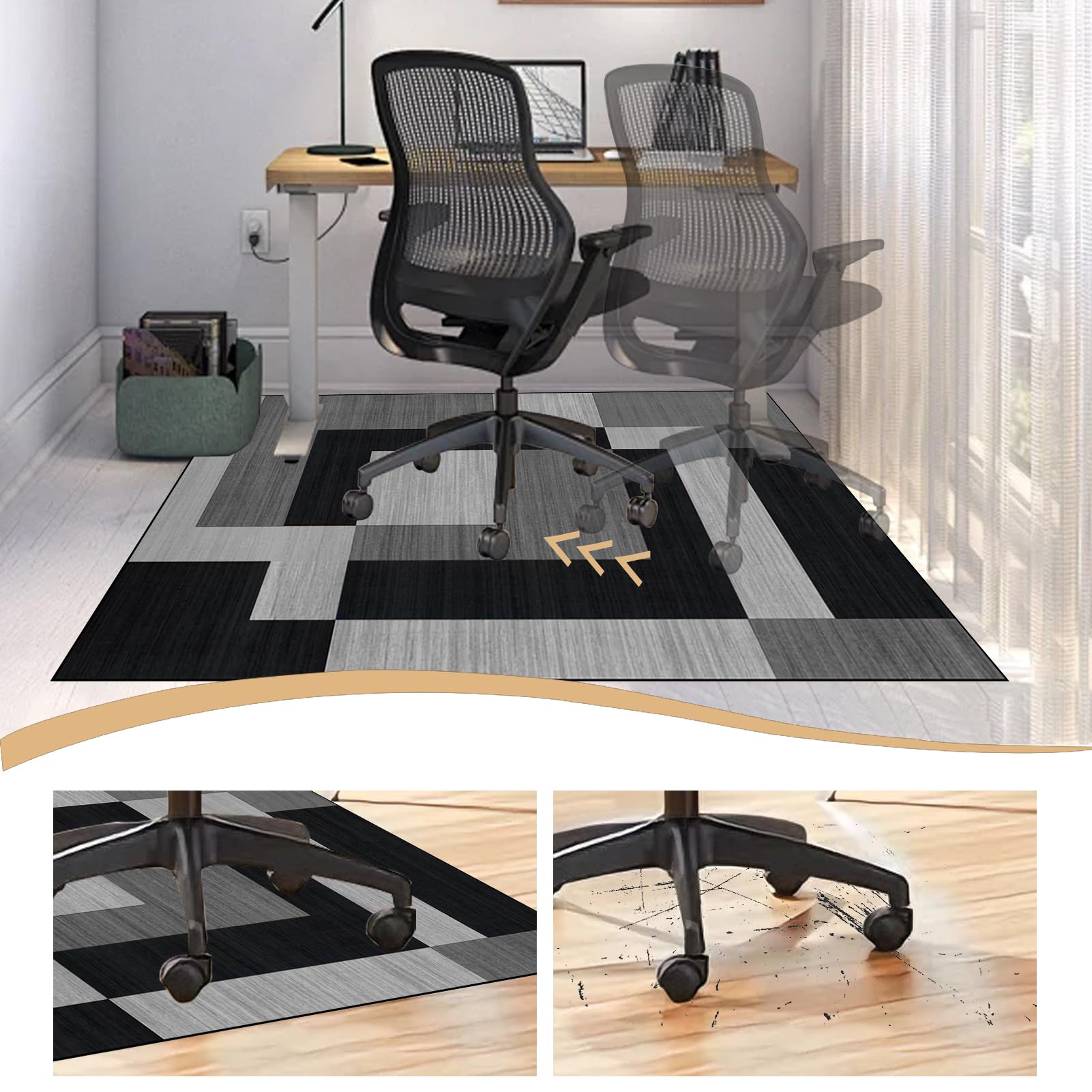 Alfombra Silla Escritorio Oficina Gamer Alfombra para Silla de Oficina para Suelos Duros Antideslizante Protector Suelo Silla Ruedas Alfombrilla de Protección para el Suelo para Parquet 90 x 120 cm
