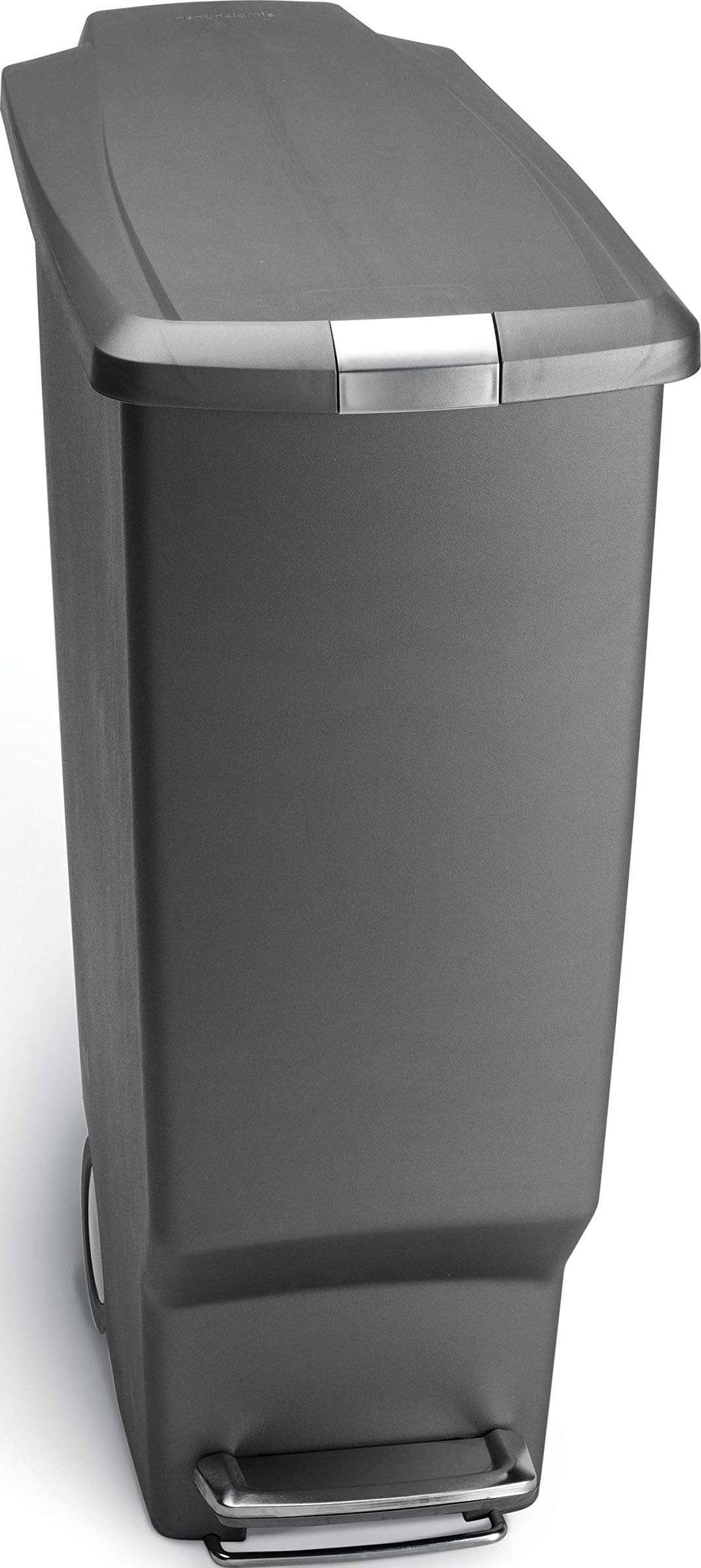simplehuman 40 Liter / 10.6 Gallon Slim Kitchen Step Trash Can With Secure Slide Lock, Grey Plastic Gray