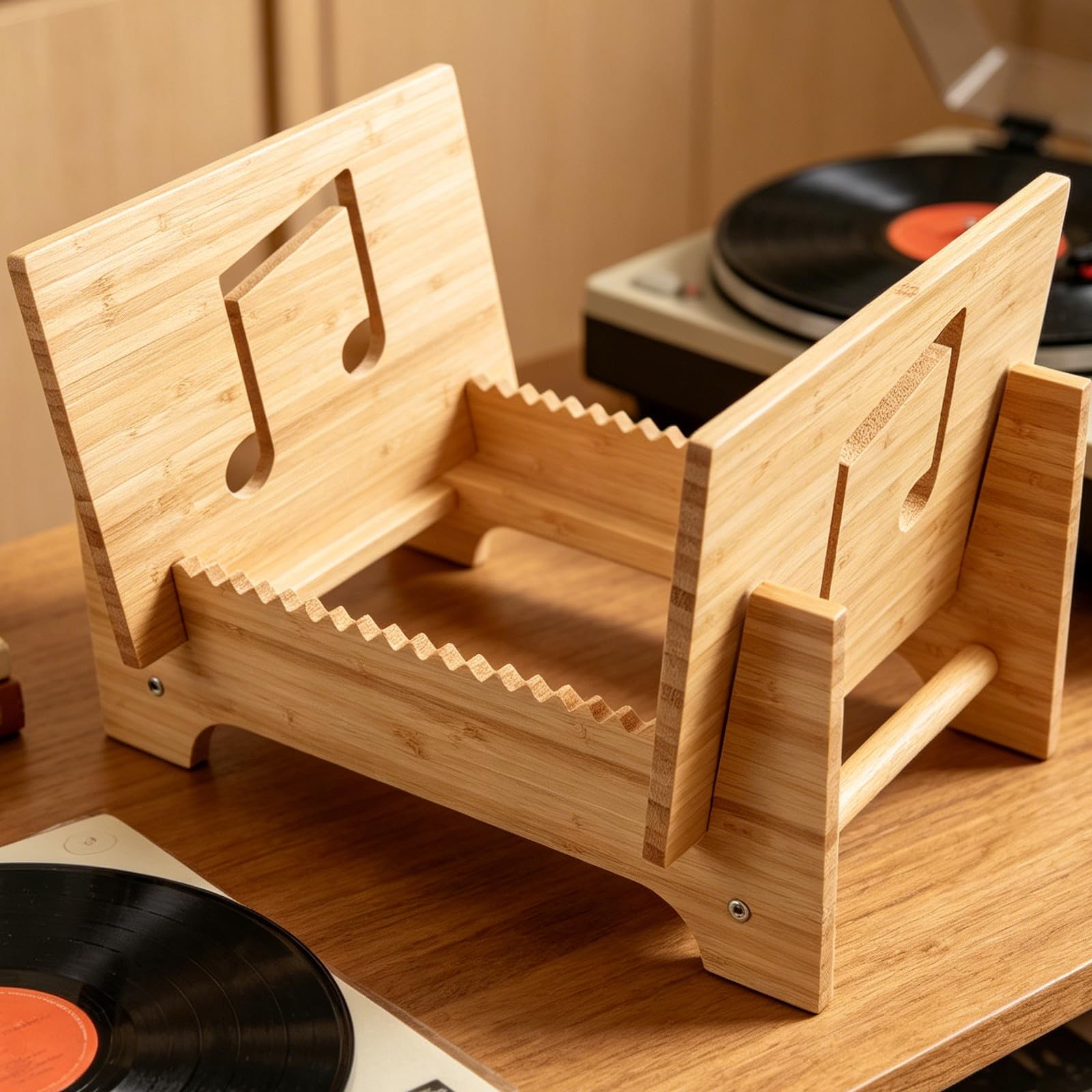 Porta dischi in vinile - Scaffale porta dischi in legno - Può contenere fino a 18 - in vinile per album - Organizer decorativo da tavolo per soggiorno, camera da letto, studio