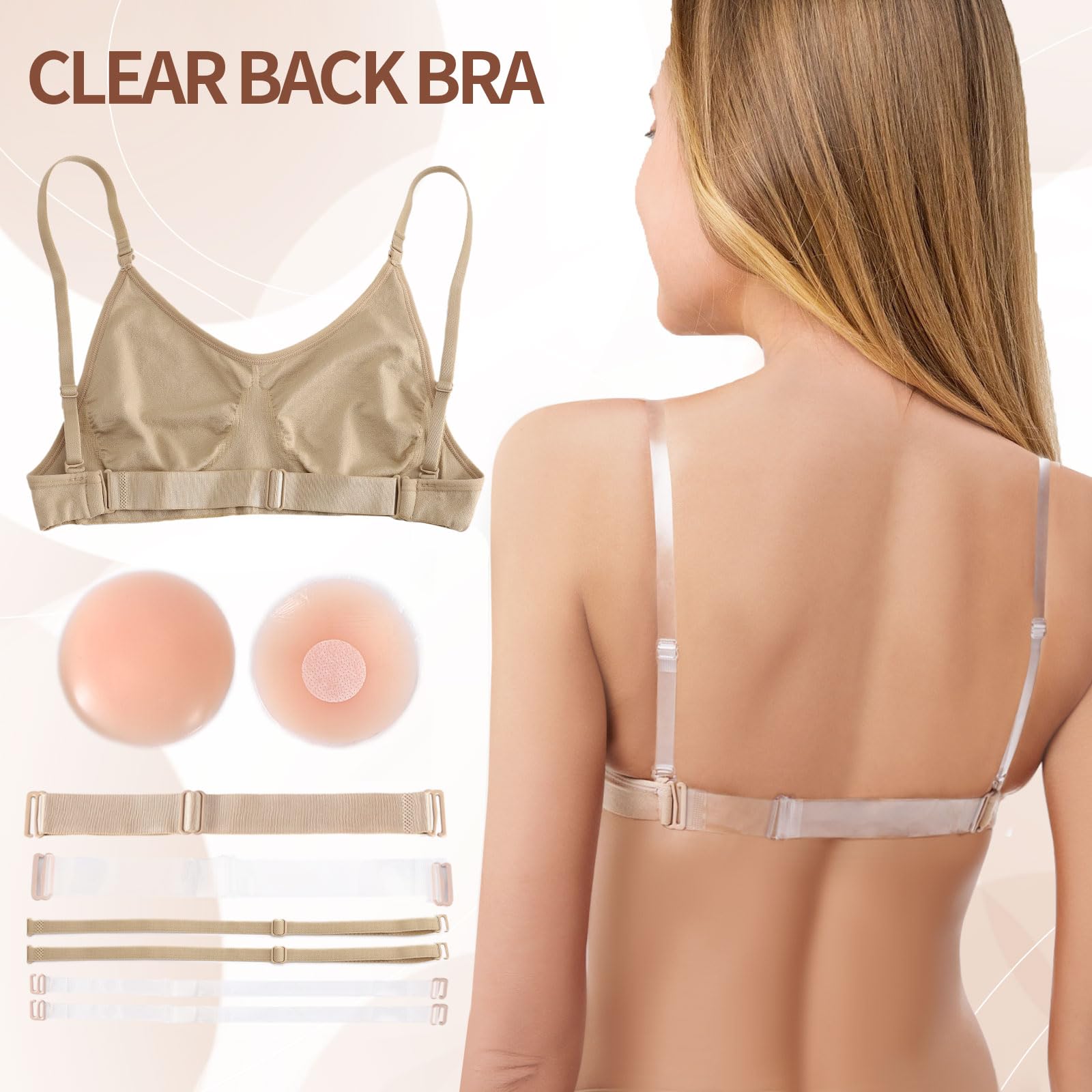 iMuchic Brasier de baile para niñas, sin costuras, invisible, sin espalda, con tirantes ajustables