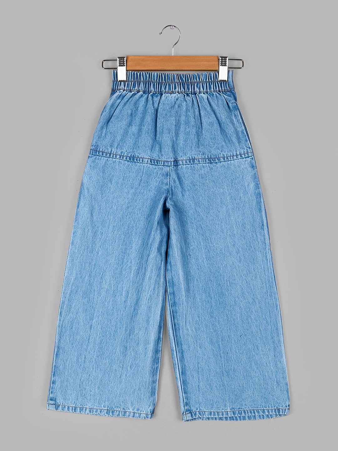 Naughty Ninos Girls Blue Cotton Denim Pleated Flared Jeans (NN00052PNT_9-10 Years) - Image 3 thumbnail