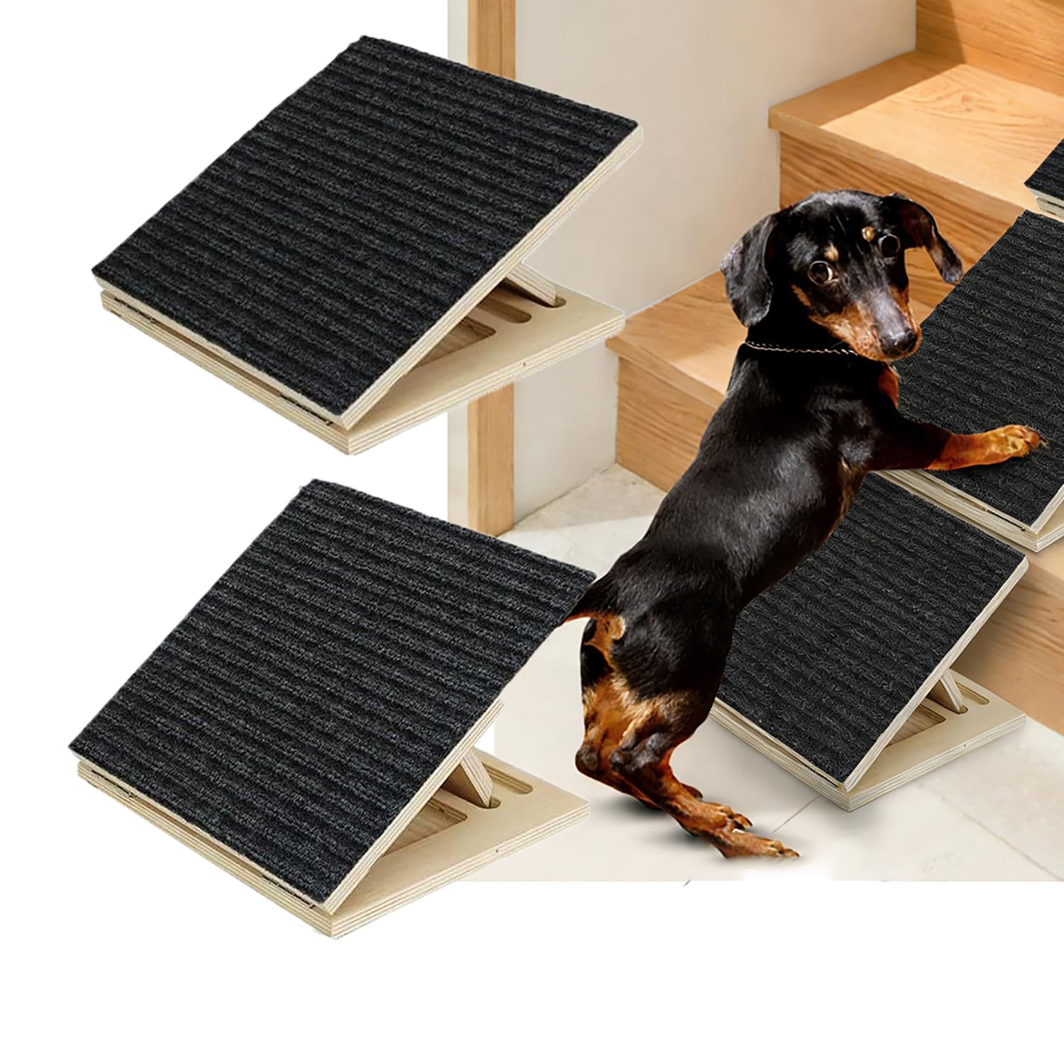 2 Piezas Rampa para Perros,Escalera para Perro,Rampas para Mascotas de Ángulo Ajustable Bajo,con Almohadilla Antideslizante Escalones y Escaleras Que Ayudan a Perros Pequeños y Mascotas