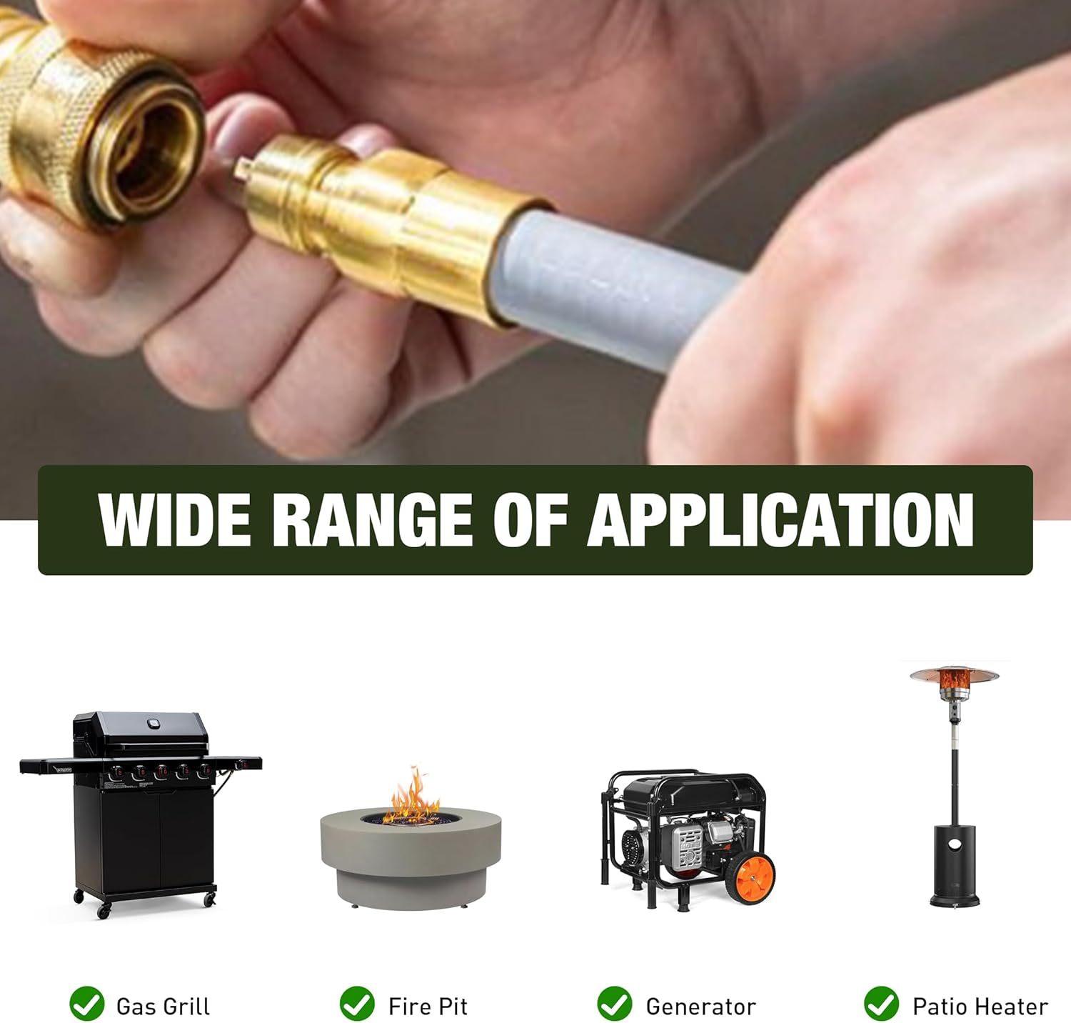 Brand-Man Grills Propane to Natural Gas Conversion Kit Hose, 3/8", 10 ft with Quick Connect Assembly for Grills, Pizza Ovens, Outdoor Heaters