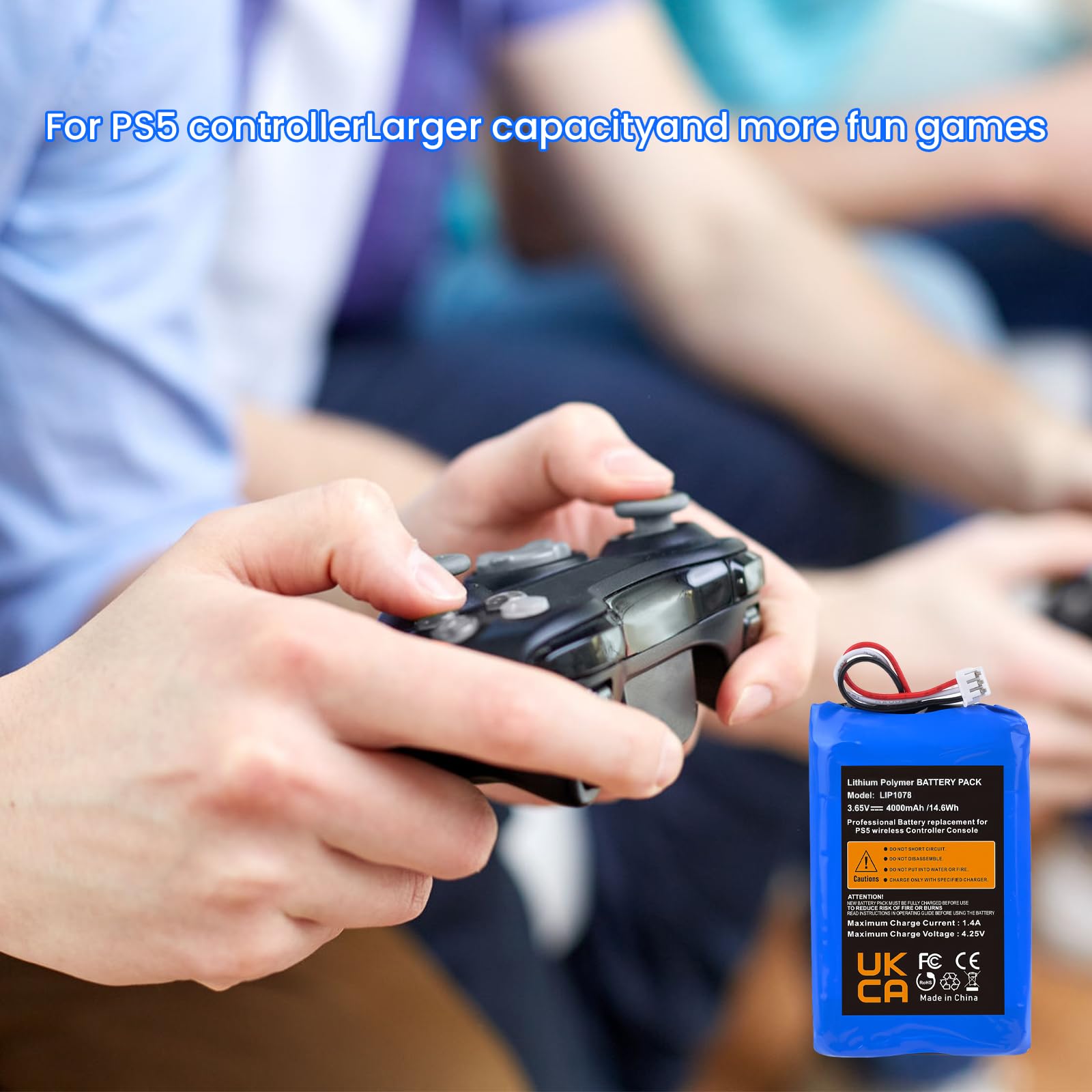 Batterie de rechange LIP1078 4000 mAh 3,65 V pour manette PS5 DualSense sans fil