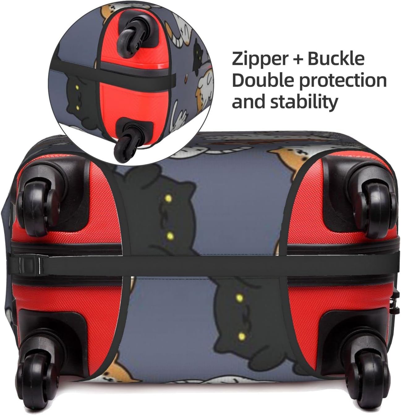 review EEncantoo Travel Luggage Elastic Cover, Pattern for Funny Kitten Cats - Suitcase Washable Anti-Scratch Stretchy Protector, High Elastic Spandex Zipper Suitcase Covers for 22-24 Inches Luggages