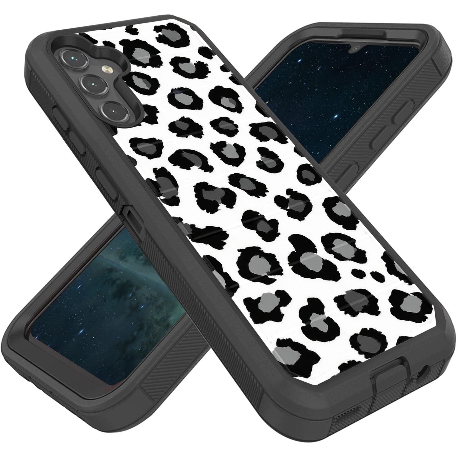 Photo 1 of FGDRFGRW Designed for Galaxy S25 FE 6.7 Inch Case,Heavy-Duty Rugged and Durable,Shockproof Hybrid Dual-Layer Armor Protective Shell,Black and White Leopard Print