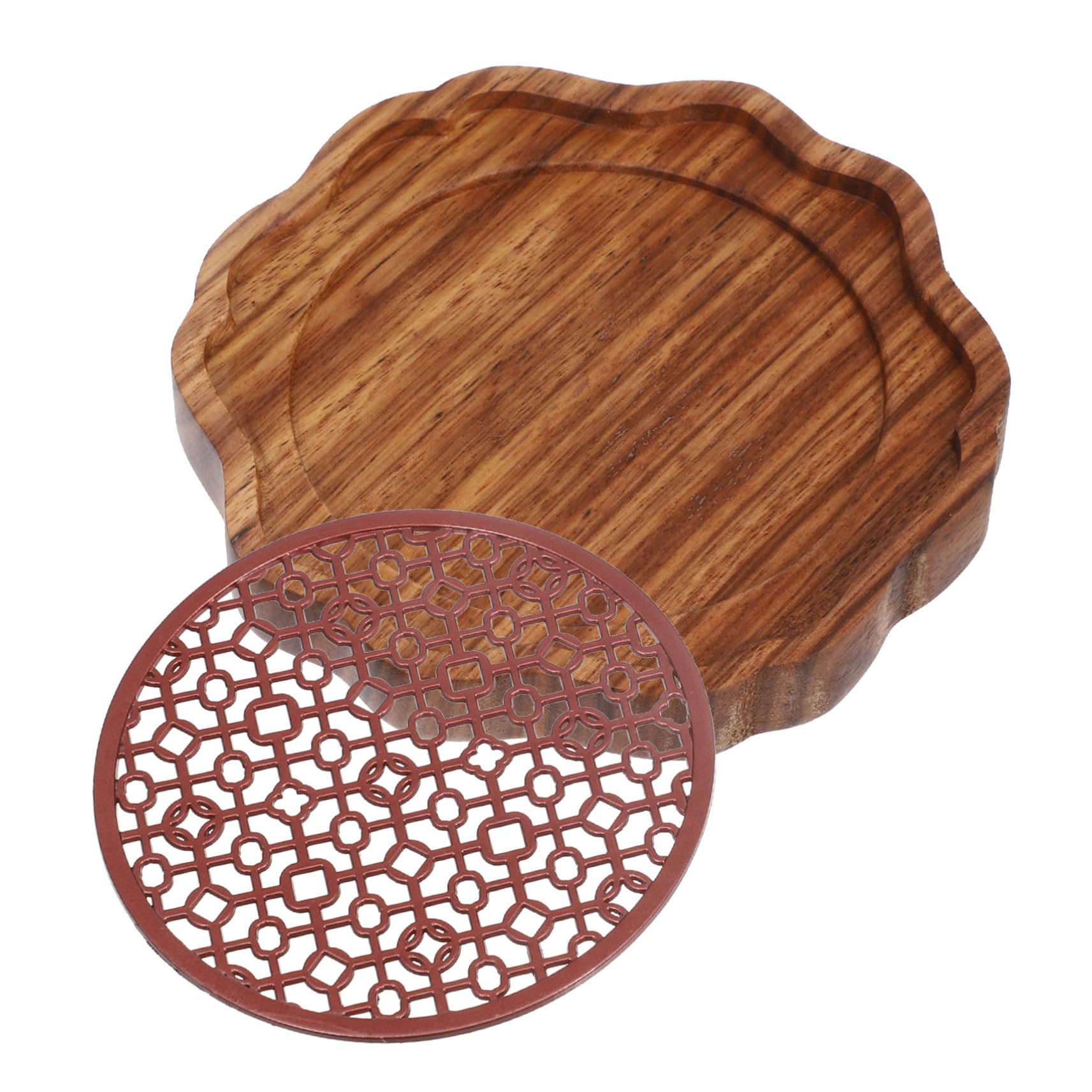 PRETYZOOM Wooden Teapot Holder and Desktop Cup Mat for Teacups Tea Pots and Drinks Lightweight Insulated Pad for Use
