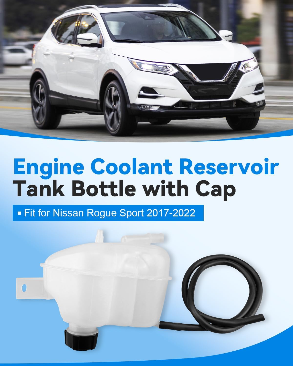 Engine Coolant Reservoir Tank Bottle with Cap 217116MA0A Fit for Nissan Rogue Sport 2017 2018 2019 2020 2021 2022 Replace 21711-6MA0A