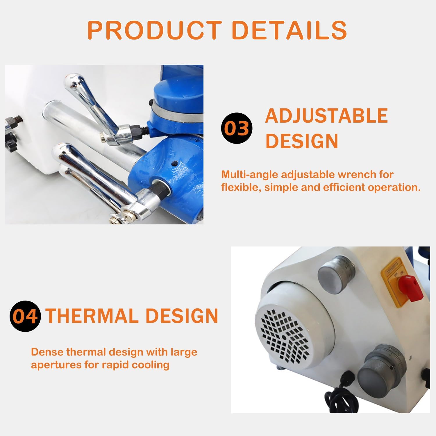 Detail of the 360-degree rotatable head and integrated LED work light on the HayWHNKN U3 Grinding Machine, enhancing visibility and operational flexibility.