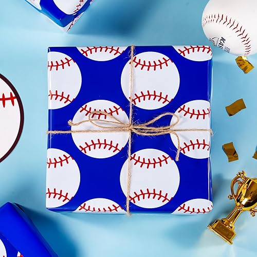 Vista 440 de WRAPAHOLIC Papel de regalo reversible, mini rollo, 17 pulgadas x 33 pies, adorable diseño de gato y azul sólido para cumpleaños, vacaciones