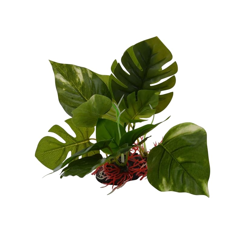 Planta artificial de plástico para aquário e terrário CNZ com base, 1 unidade