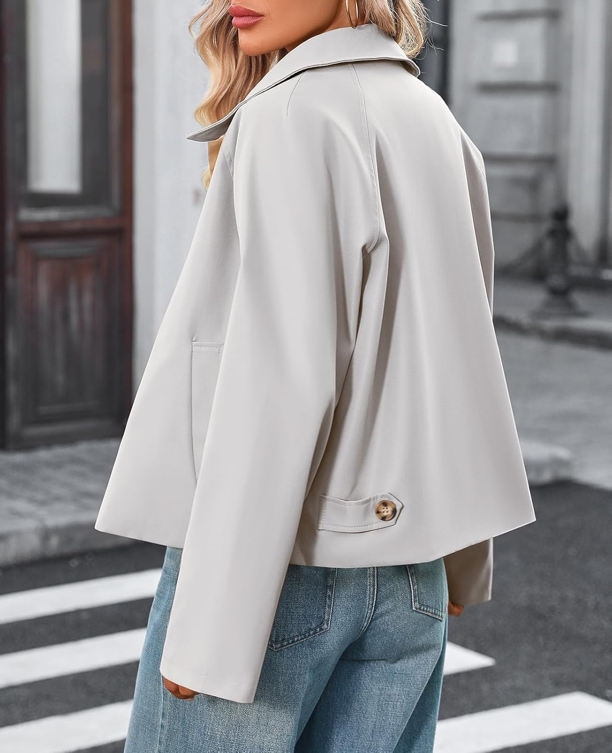 Womens Cropped Trench Coat Spring Fashion 2026 Winter Jackets Lightweight Outfit Si... - Image 2