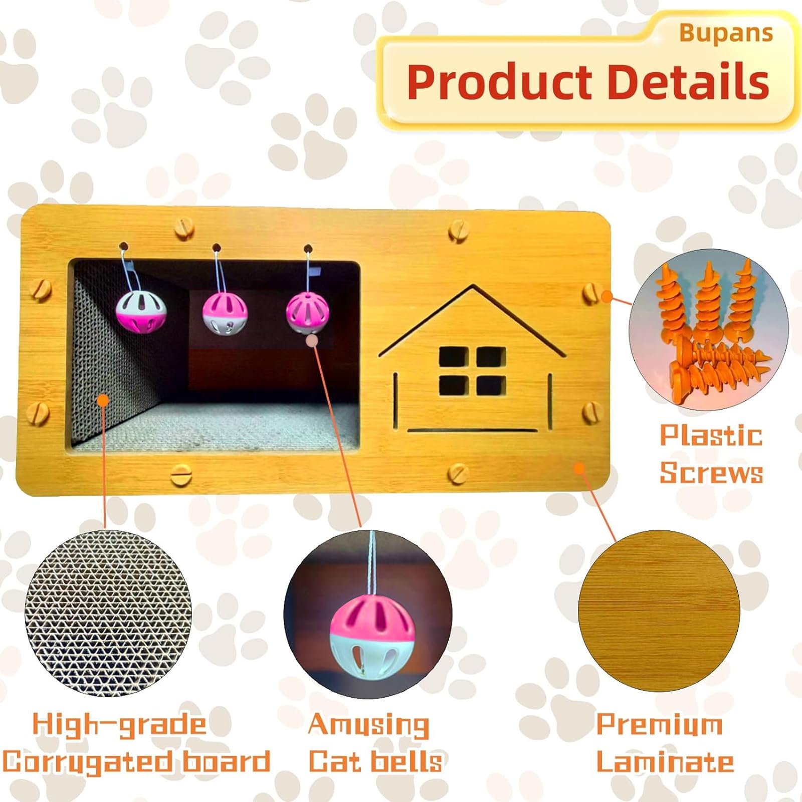 منزل خدش للقطط من فينيسين، مسكن للقطط بلوح خدش للقطط، مزودة بكرة لعبة معلقة ولوح خدش للقطط، كهف سرير للقطط 2 في 1 بمساحة كبيرة، لوح مناسب للقطط للاسترخاء والخدش