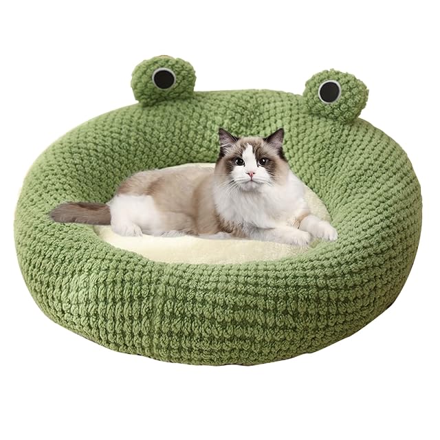 Cama para Gatos con Forma de Rana, Cama térmica Larga de Felpa para Mascotas