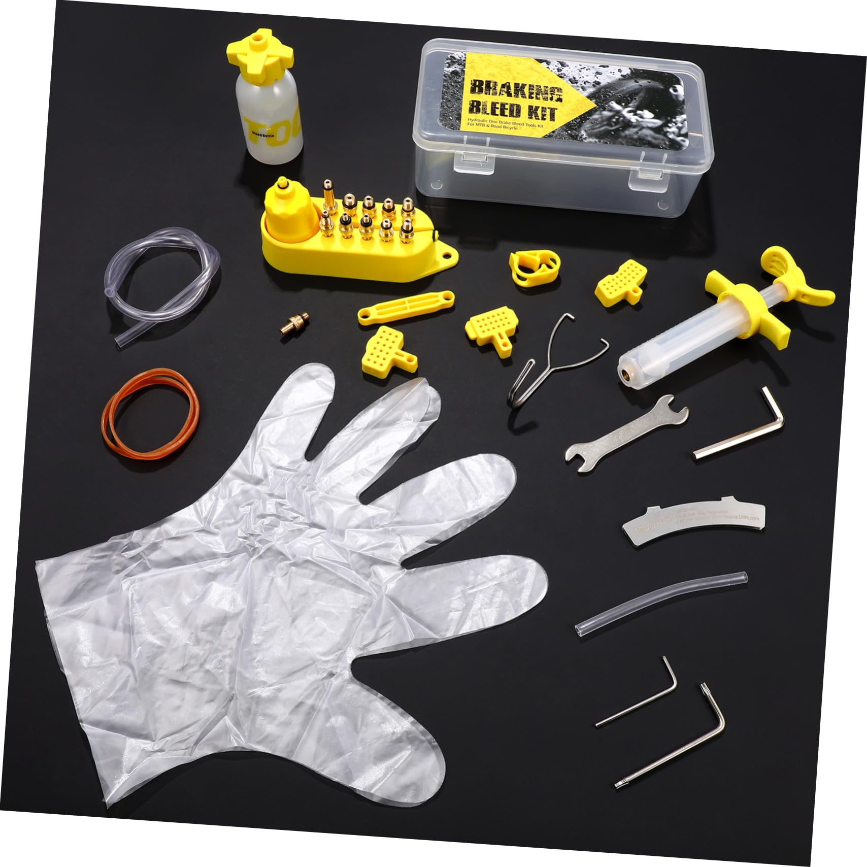 SUPVOX Kit Profesional de Purga para Frenos Hidráulicos de Bicicleta de con Aceite Mineral Herramientas Compatibles con Sistemas Comunes Múltiples Accesorios y Depósito Flexible para