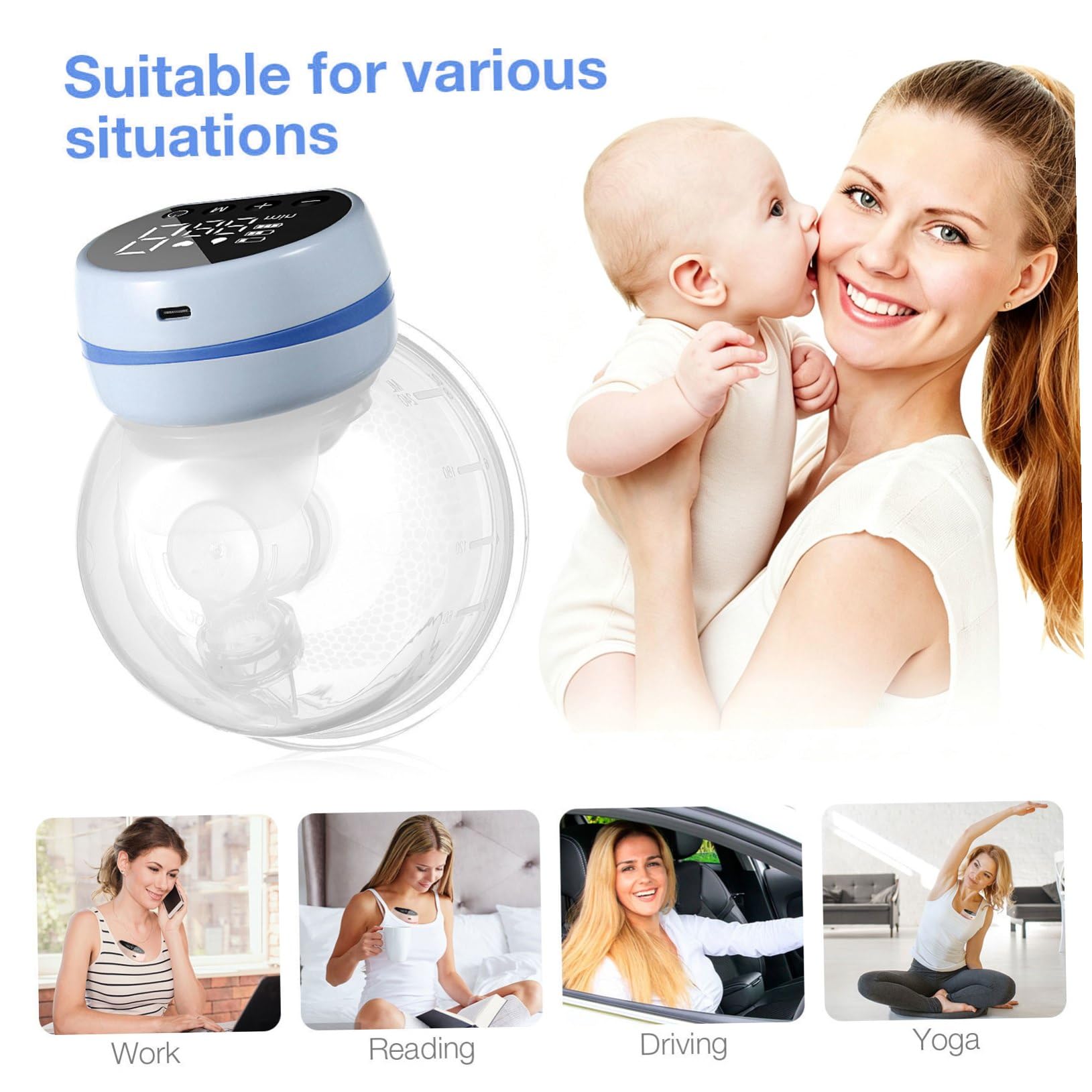 YARNOW tiralatte elettrico Tirala dispositivo di aspirazione elettrico silenzioso tiralatte automatico a libere tiralatte aspirante Gel di silice