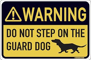 Do Not Step On Guard Dog 12" x 8" Funny Tin Sign Dachshund Weiner Dog Pet Lover Theme Keep Out Security Home Decor