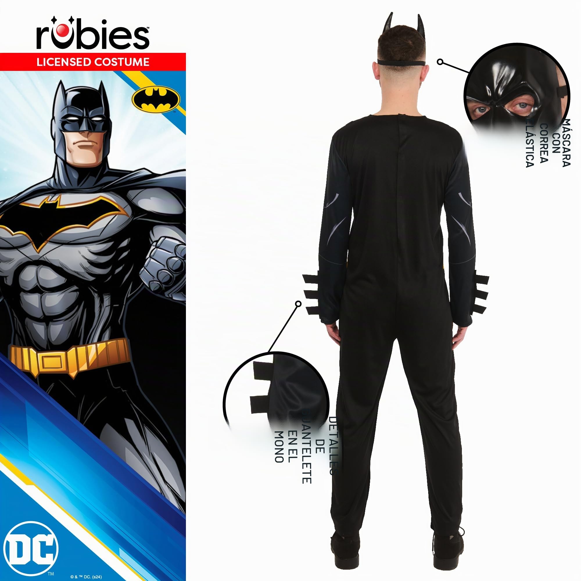 Rubie's Disfraz oficial de DC Batman para adultos, disfraz de superhéroe para adultos