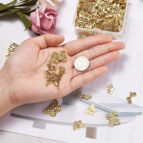 Vista 129 de Dijes de bisel de espalda abierta de estilo surtido, colgantes de marco hueco de metal, dijes de flores prensadas para hacer joyas de resina UV DIY