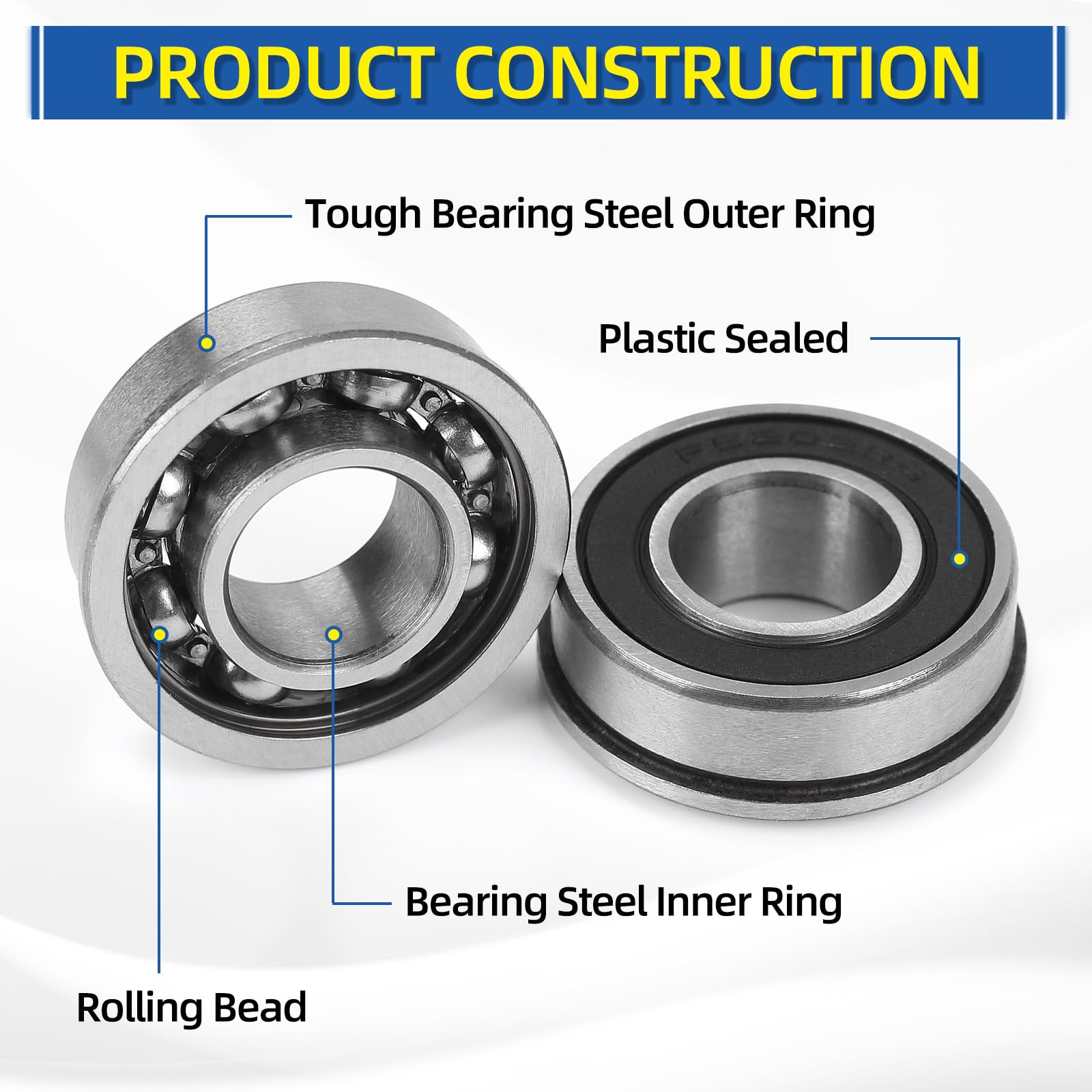 GICOOL Steel Bearings - 4 Pack, 5/8" Flange -3 GICOOL Steel Bearings - 4 Pack, 5/8" Flange -3