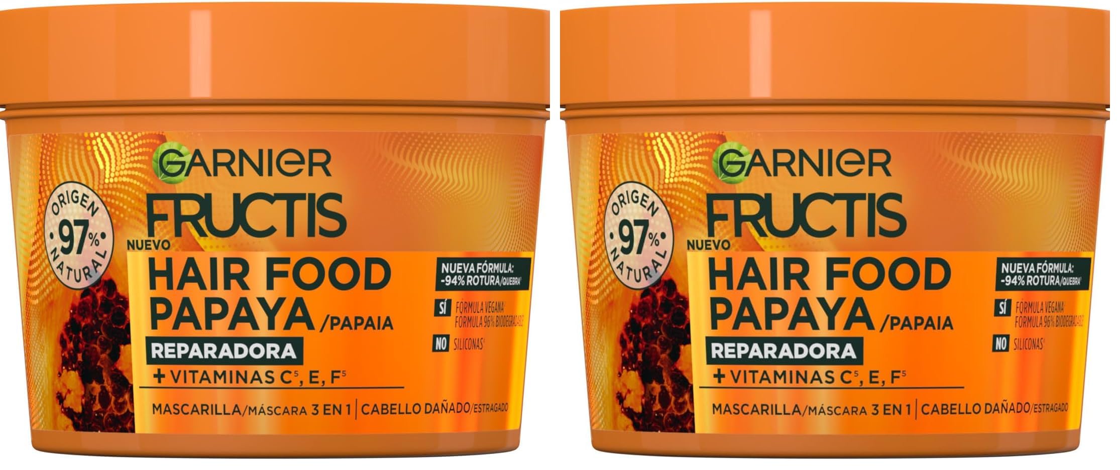Garnier Fructis Hair Food Mascarilla Capilar Papaya, 400ml (Paquete de 2) en oferta en Amazon
