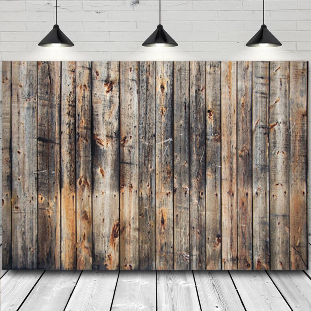 7x5ft Brown Wood Backdrop for Photography Retro Wood Wall Background Newborn Baby Kids Pet Food Photo Shoot Studio Props
