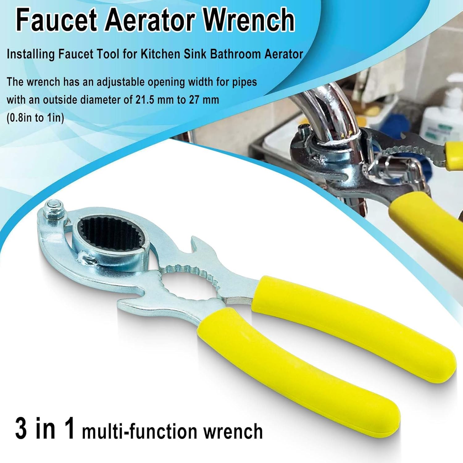Faucet Wrench - Aerator Removal & Replacement Tool for Kitchen & Bathroom Sinks
