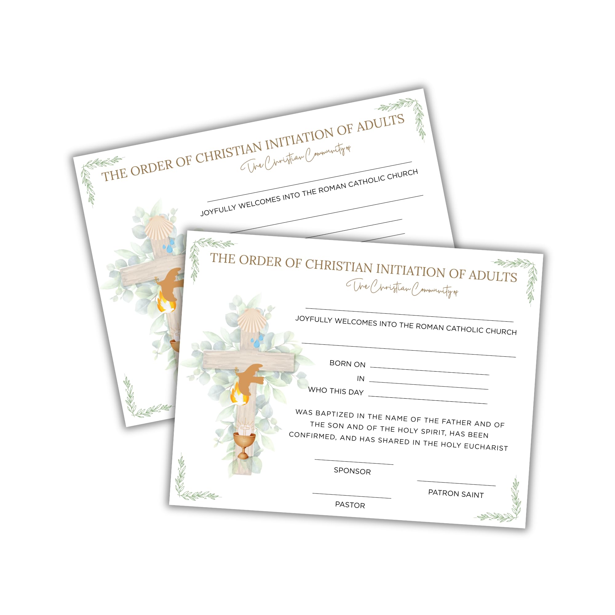 OCIA Certificate for Catechumens Order of Christian Initiation of Adults 30pk 8.5x11” Catholic Church RCIA Coordinator Resource First Communion