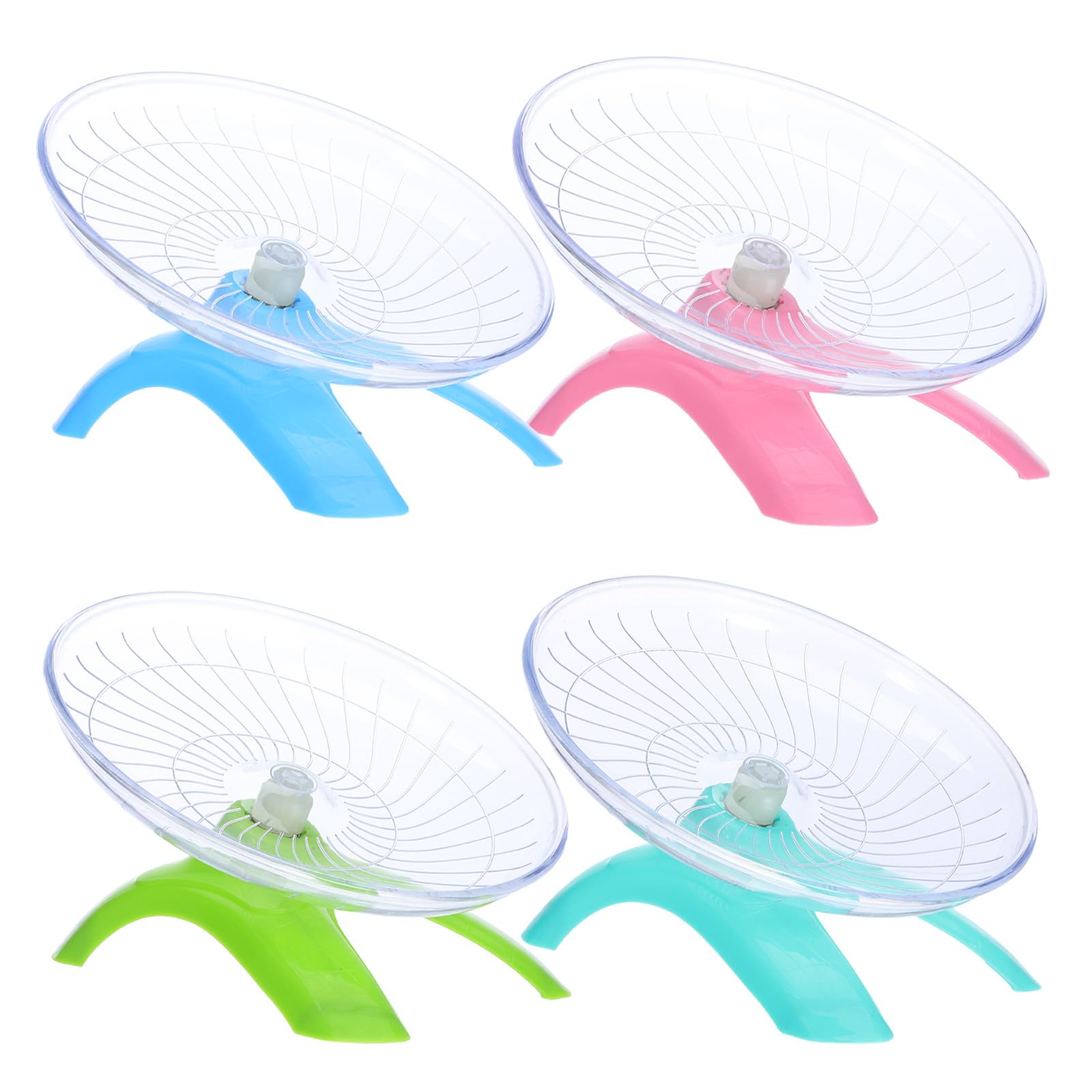 COOLHIYA 4pcs Small Animal Flying Saucer Exercise Wheels Silent Running Pet Toys for Rats and Small Animals with Sturdy Plastic and Sturdy Structure for Home Training