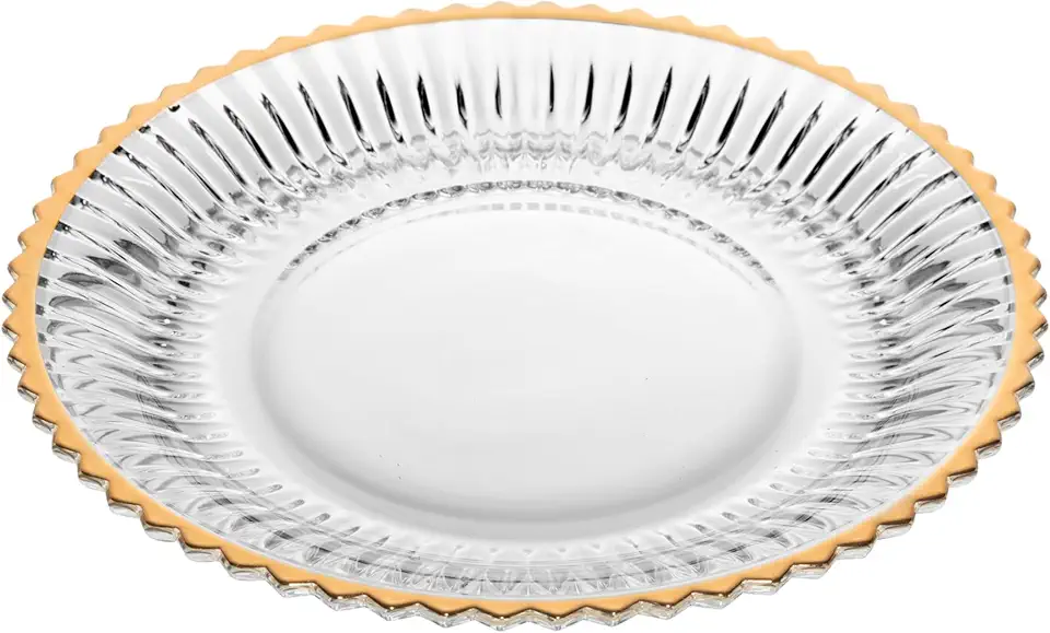 WOLFF - Prato para Sobremesa com Fio de Ouro Império 20cm Cristal