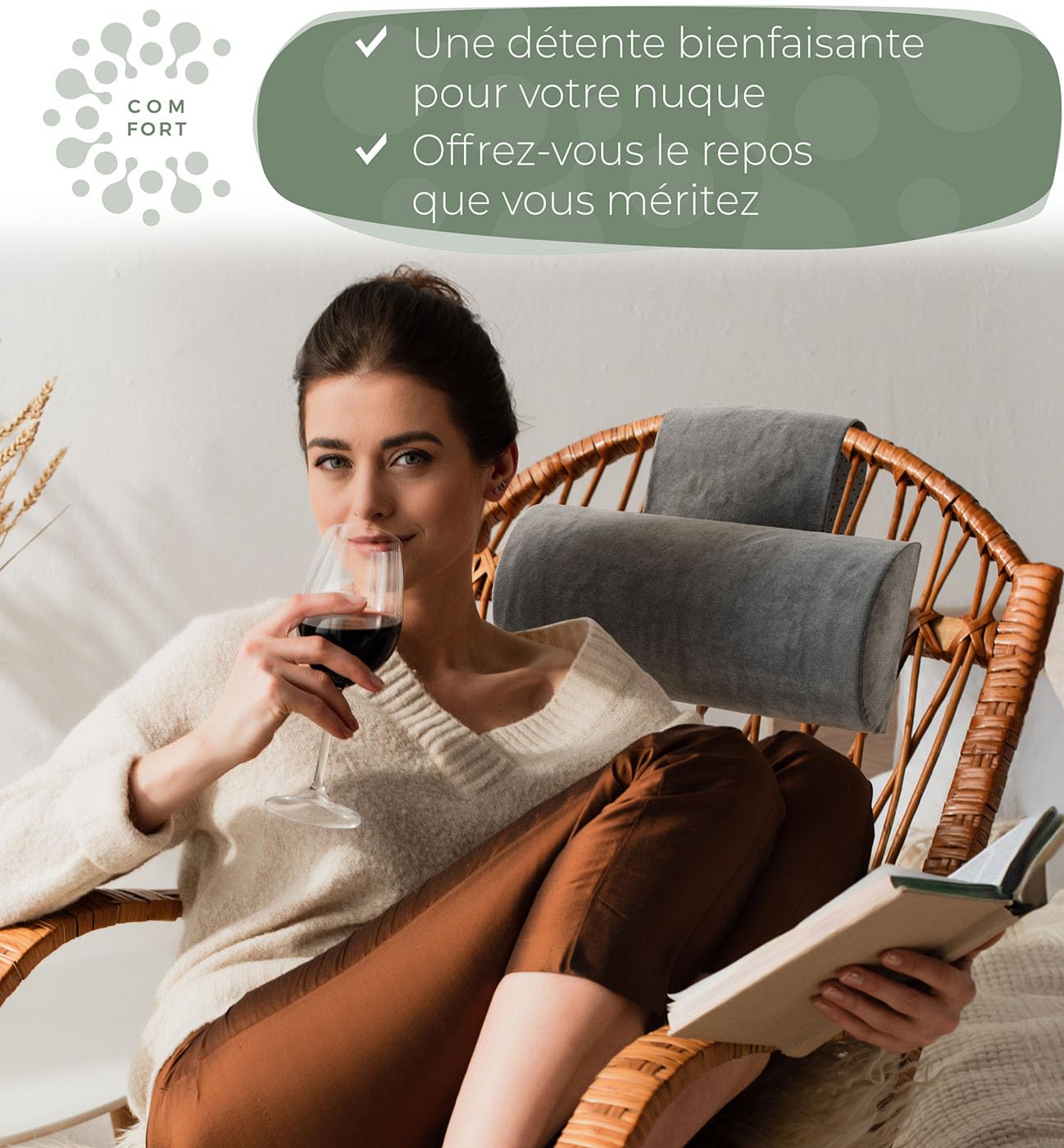 Coussin cylindrique lit fauteuil, oreiller ergonomique memoire de forme, cale nuque repose tete chaise gamer, rouleau pour les cervicales, support orthopedique adulte, coussin boudin pas cher relaxant