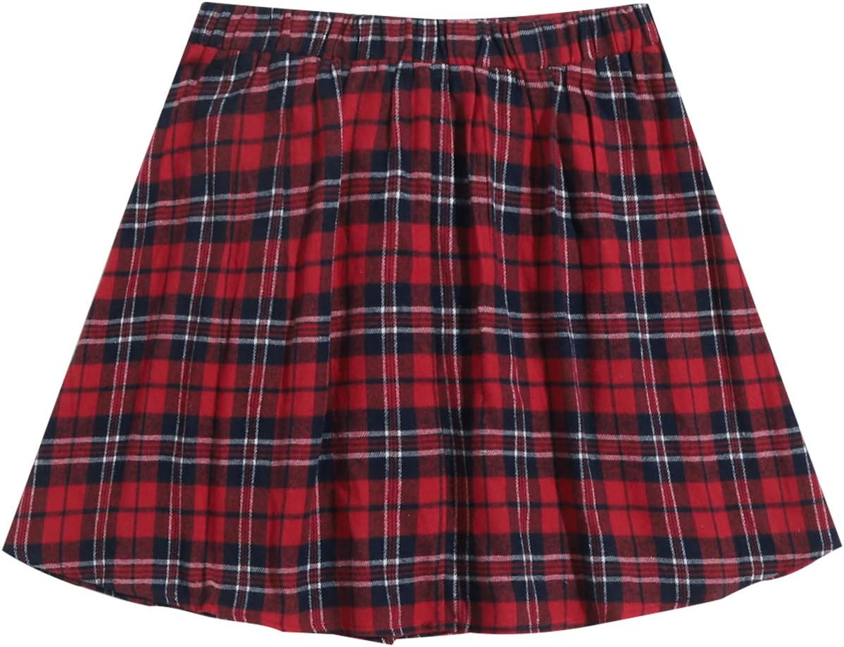 WDIRARA Women's Plaid High Waist Pleated Skater A Line Uniform Mini Skirt - Image 2