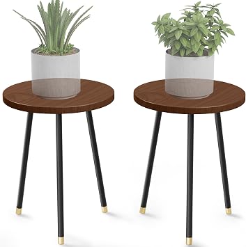 Plant Stand Indoor 2 Pack Adjustable Wood 16 Indoor Plant Stand | Mid Century Modern Decor Corner Plant Stands for Indoor - Small Round Plant Table Holder for Balcony Living Room Office