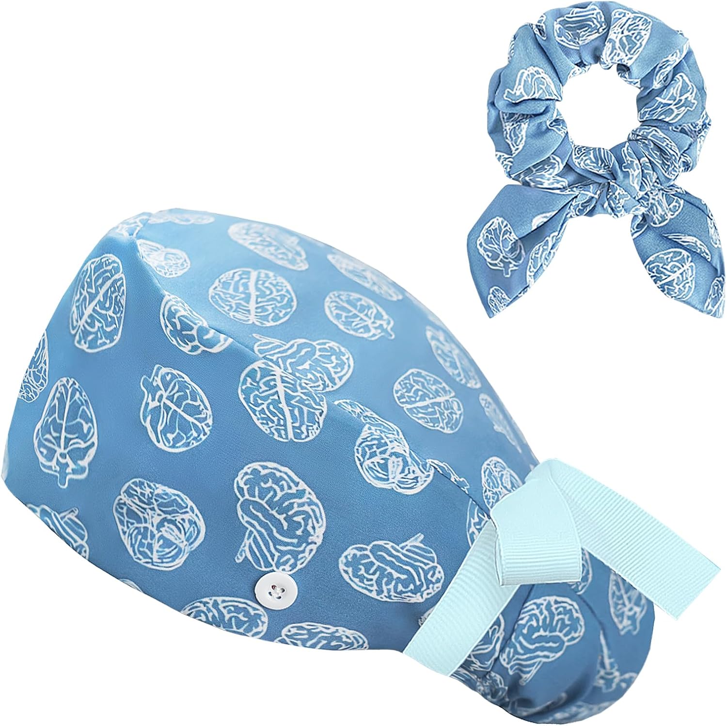Funny Surgical Scrub Caps for Women - Cute Nurse Hat with Scrunchies Button Sweatband Adjustable for Medical Professionals