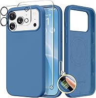 Vista 60 de GONEZ Funda de silicona para iPhone 14 Pro Max, compatible con MagSafe, con protector de pantalla + protector de lente de cámara, silicona líquida a