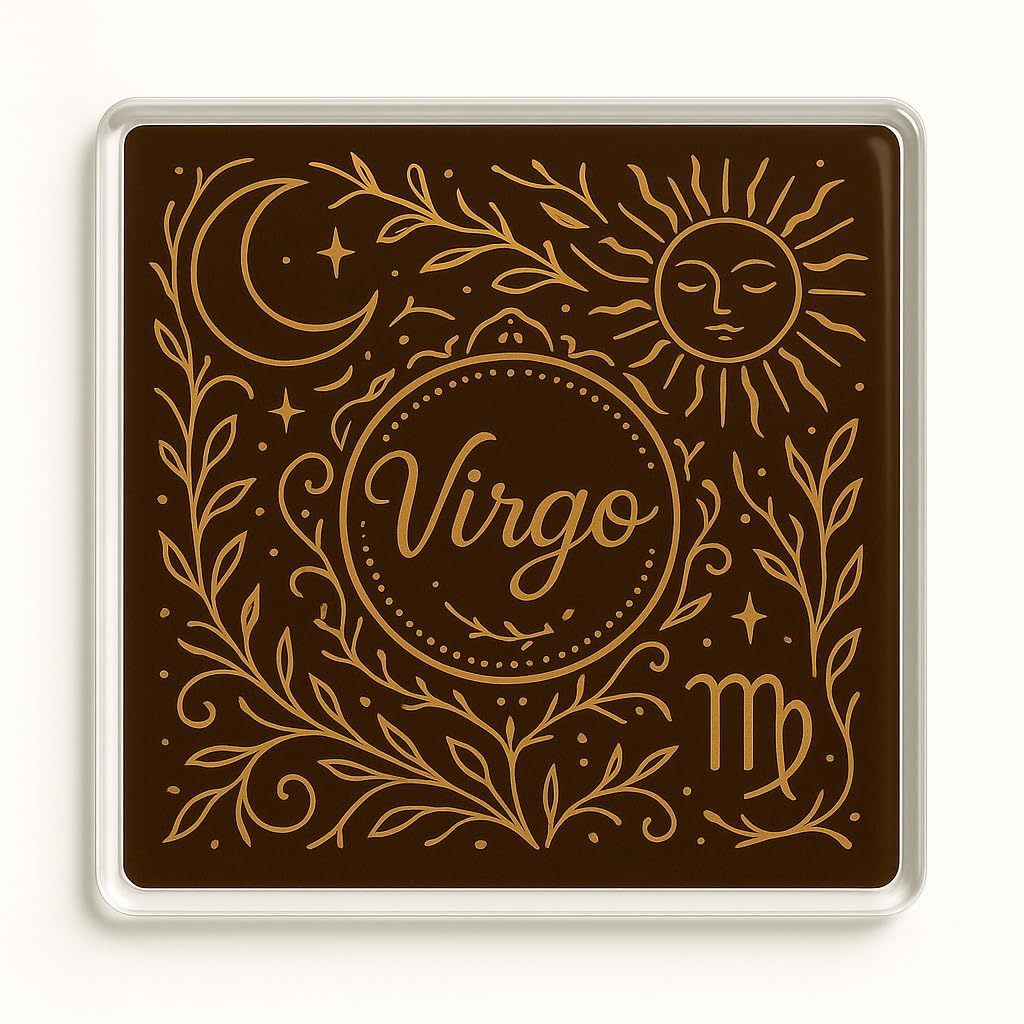 The Plum Penguin Celestial Virgo Vibe Boho Celestial Acrylic Coaster Gift - Mystical Virgo Astrology Design For Stylish Brunch Gatherings