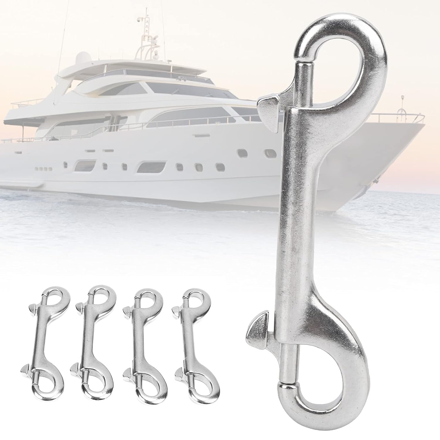 Stainless Steel 316 Diving Clips Double Ended Bolt SNAP Hook Quick Draw PET Chain L115MM for Outdoor Activities