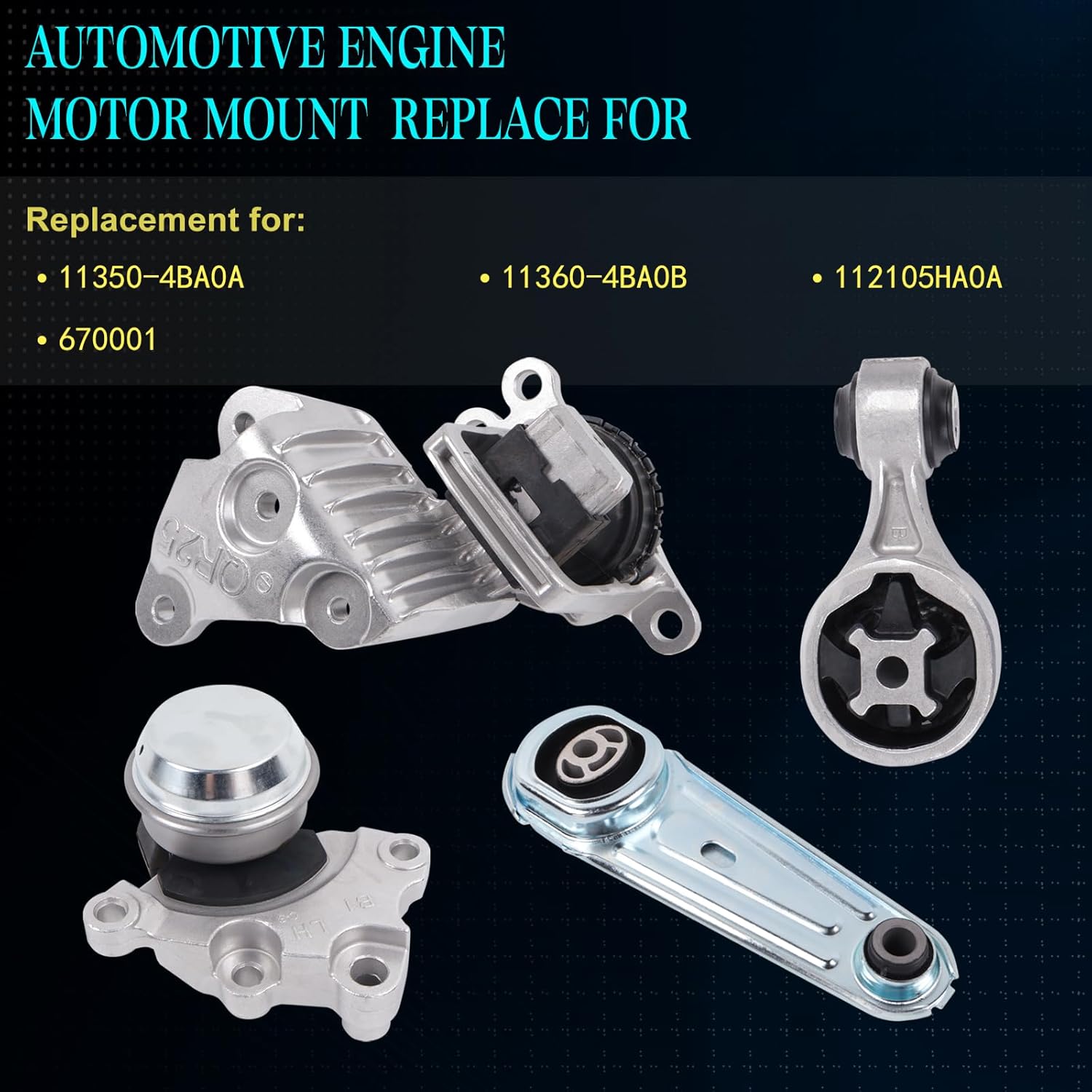 4PCS Engine Motor & Trans Mount Compatible for Nissan Rogue 2014-2017 2.5L, Front Rear Right Engine Motor and Trans Mount Repelace# A4364 A4367 A4363