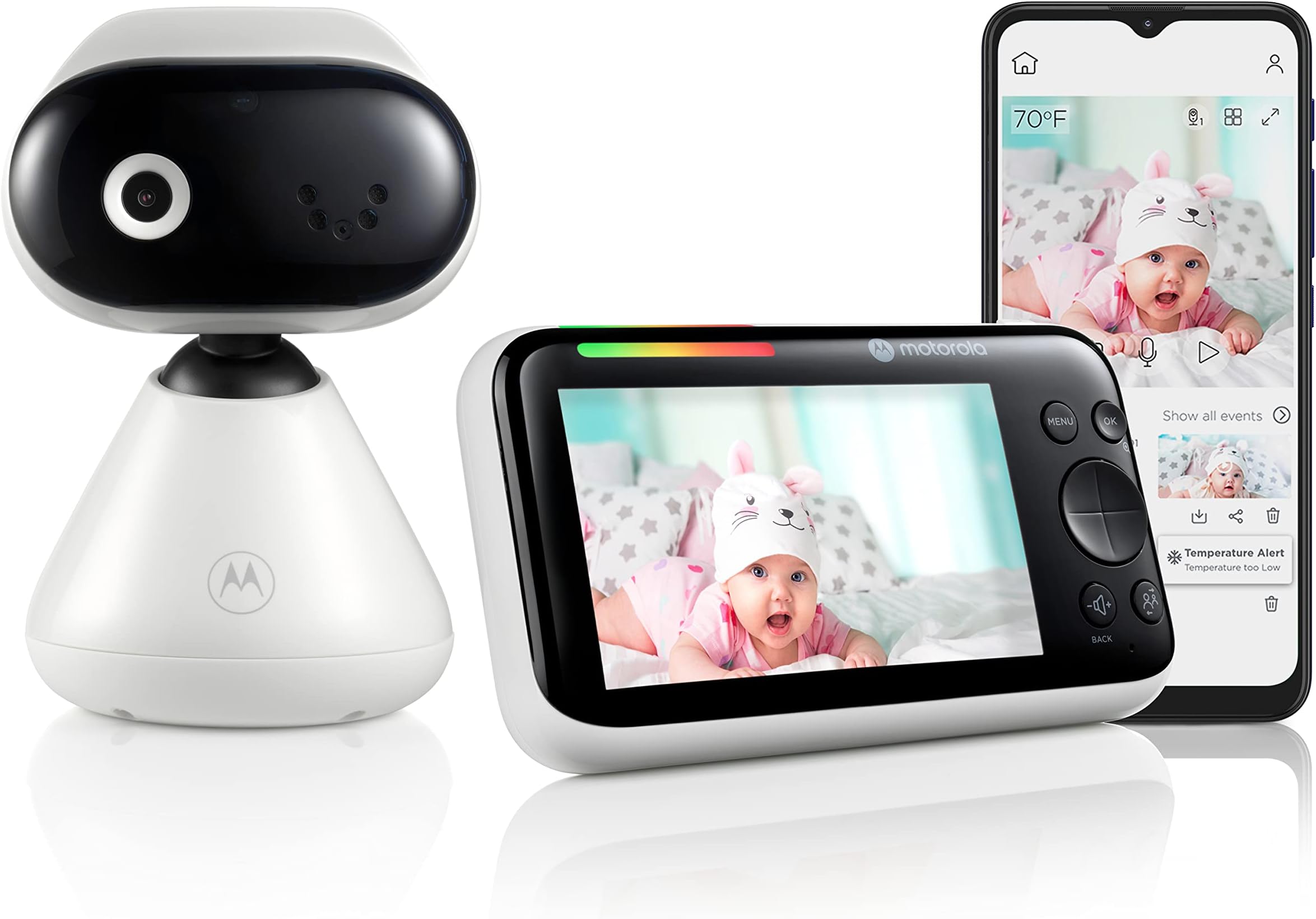 Motorola Nursery Video Baby Monitor PIP1500 Connect with Camera, 5" Screen, HD 1080p, WiFi, 1000ft Range, 2-Way Audio, Pan/Tilt/Zoom, Temperature Sensor, Lullabies