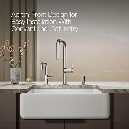 Vista 74 de Kohler Fregadero de la granja Kohler Whitehaven, Frente al delantal altos, K-6489-0, Blanco