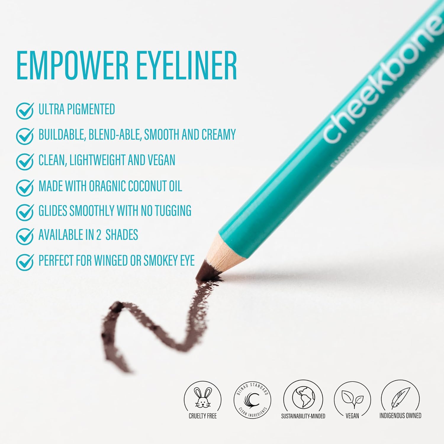 Cheekbone Empower Eyeliner, Raven Black, Pencil, Easy Application, Ultra-Smooth, High-Pigment Formula for All-Day Wear, Vegan & Cruelty Free, 1 count - Image 6