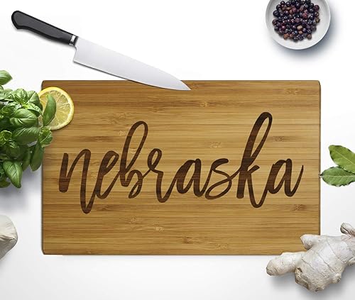 Miniatura 4 de Andaz Press Nebraska State - Tabla de cortar de madera de bambú, 9.5 x 6 pulgadas, caligrafía, paquete de 1, pequeña tabla de cortar grabada para
