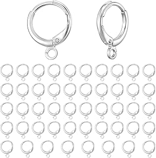 Xindojuz 50 PCS Sterling Silver Earring Hooks, Small Huggie Hoop Earring...