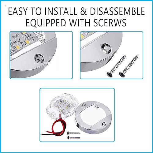 Vista 4 de 6 luces LED para barcos marinos, cubierta de cabina, luces de popa de popa de popa de 12 V CC para barco, kayak, yate, velero, pontones, Azul