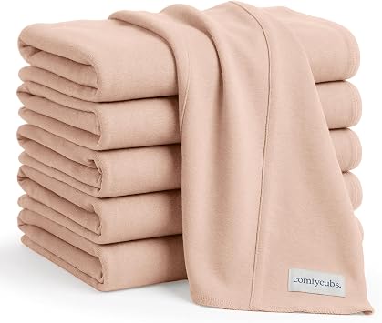 Comfy Cubs Baby Burp Cloths Set Pack of 6 - Large, 6-Layer, Ultra Absorbent 100% Cotton for Infant Spit-Up, Drool, and Messes - Soft, Gentle, Thoughtful New Born Baby Gifts, Blush