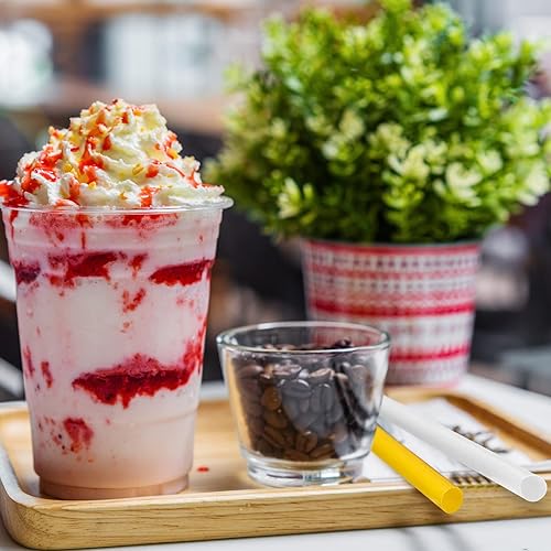 Miniatura 7 de Lallisa Juego de 100 vasos de plástico transparente con tapas de cúpula y pajitas coloridas, vasos desechables de plástico PET transparente para