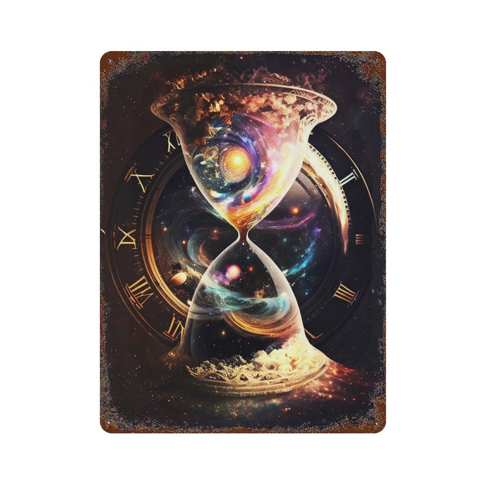 Universe of Time 15.7"x11.8" Distressed Metal Wall Sign, Shabby Chic Decor for Shed, Workshop And Garage Wall Decor