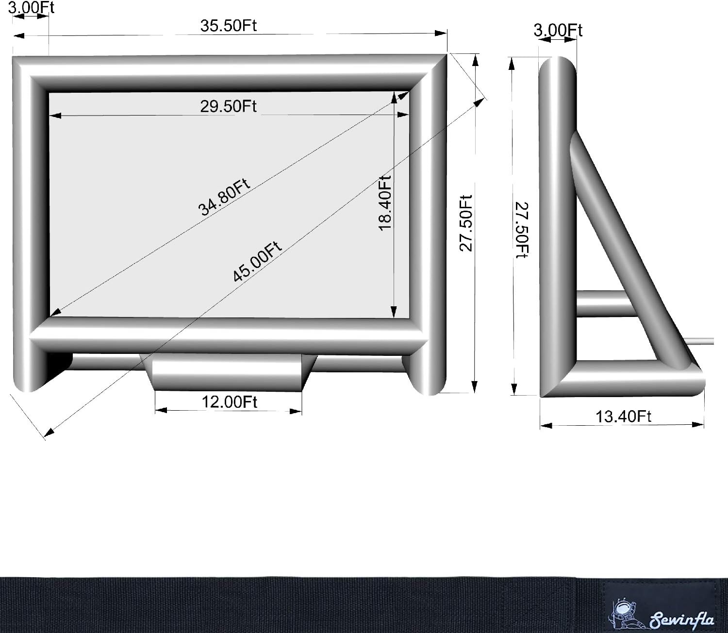 45Ft Giant Inflatable Movie Screen Outdoor - Portable Blow Up Projector Screen for Grand Parties, Easy to Set Up